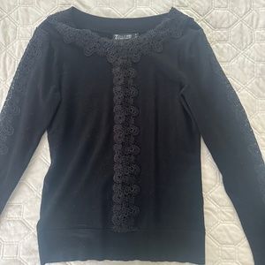 Black sweater with lace overlay